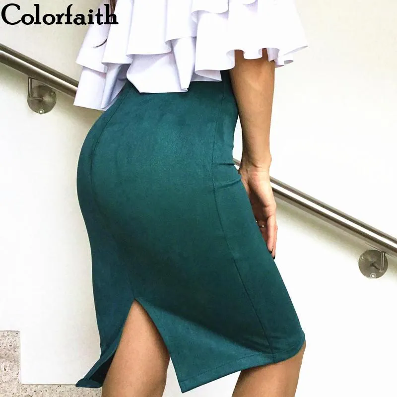 10 colors size S M L XL 2017 Women Winter Solid Suede Multi Package Hip Pencil Midi Skirt Autumn Winter Bodycon Femininas SP012