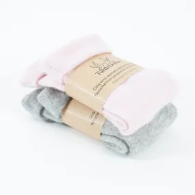 2 pairs of Fingerless Gloves - Dove Grey and Baby Pink