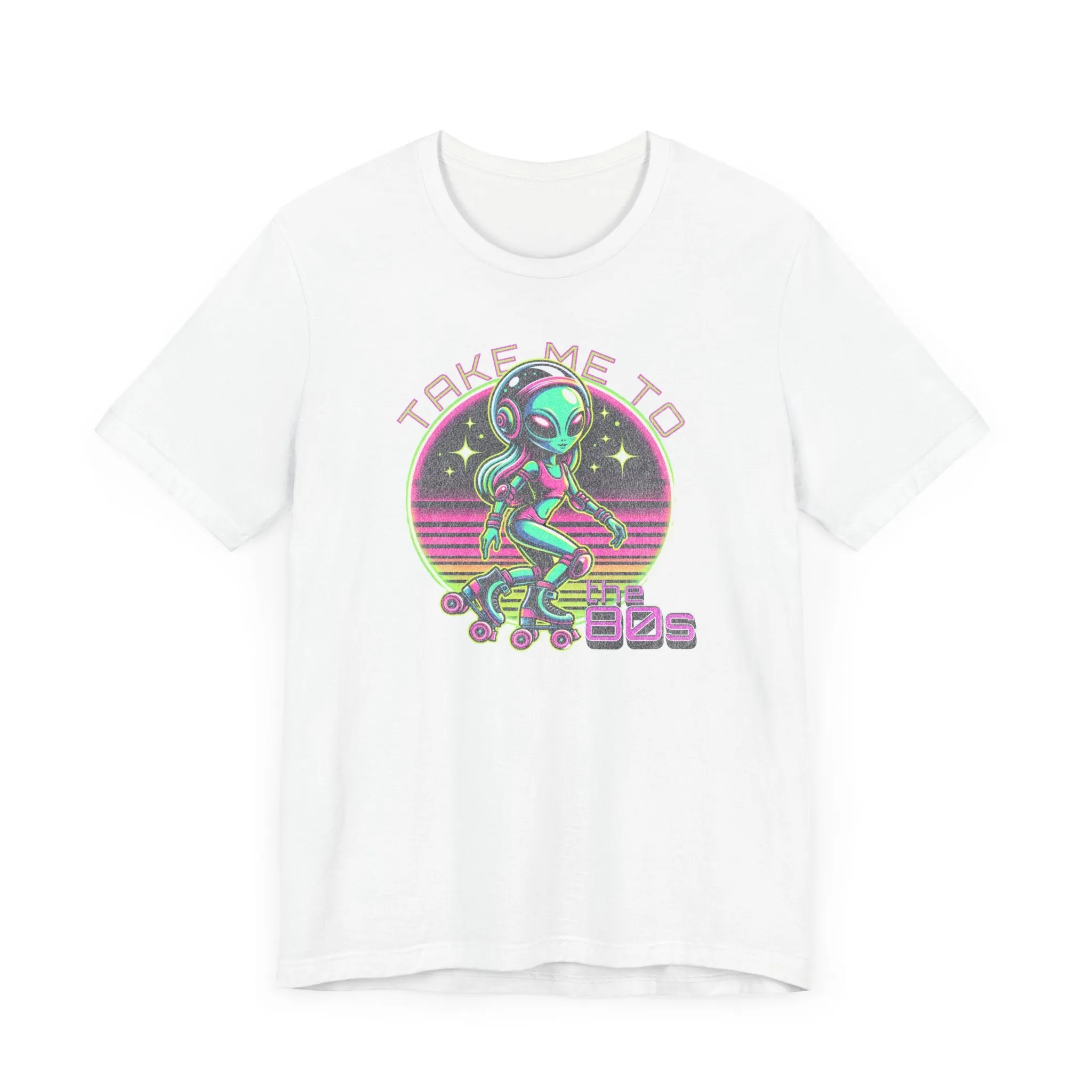 Alien 80s Roller Skate T-Shirt, Fun Graphic Tee, Eighties t-shirt, Retro Vibes, Skater Shirt, Alien Lover Top