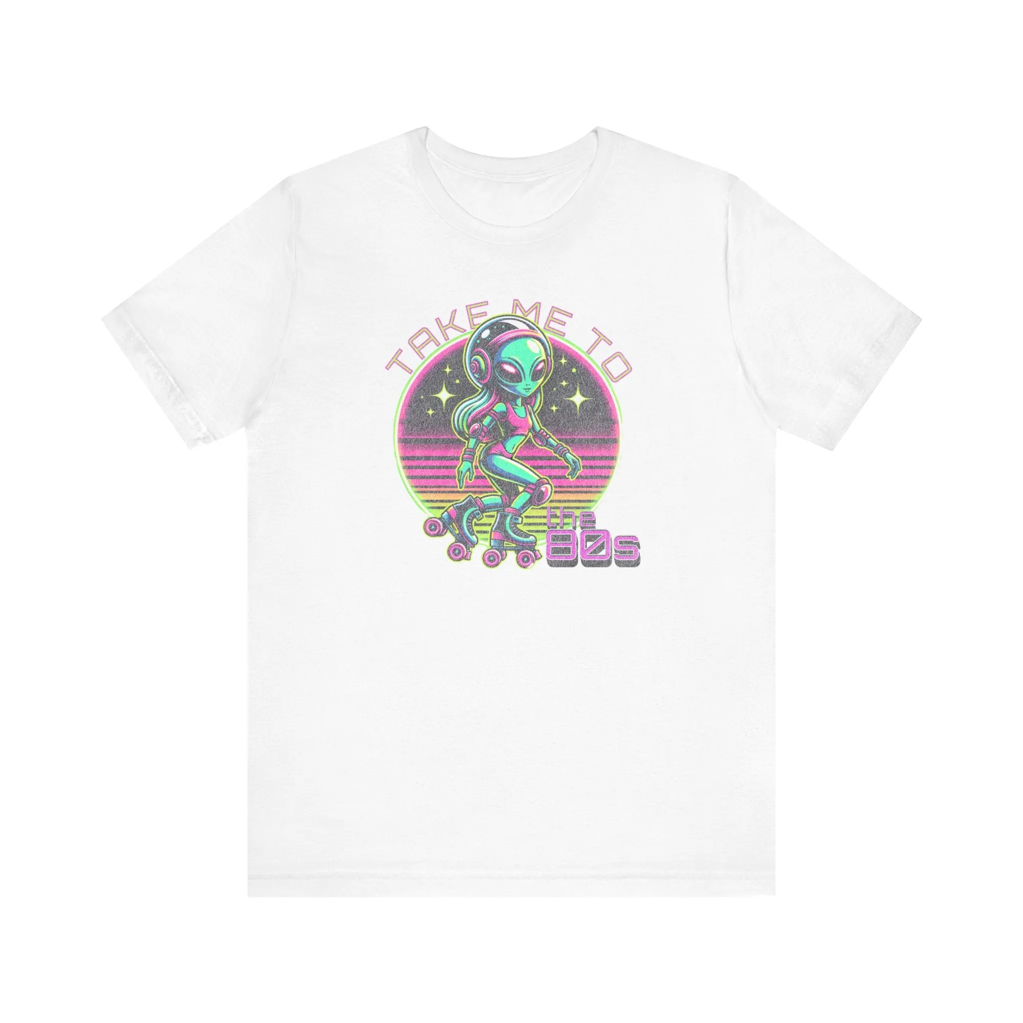 Alien 80s Roller Skate T-Shirt, Fun Graphic Tee, Eighties t-shirt, Retro Vibes, Skater Shirt, Alien Lover Top