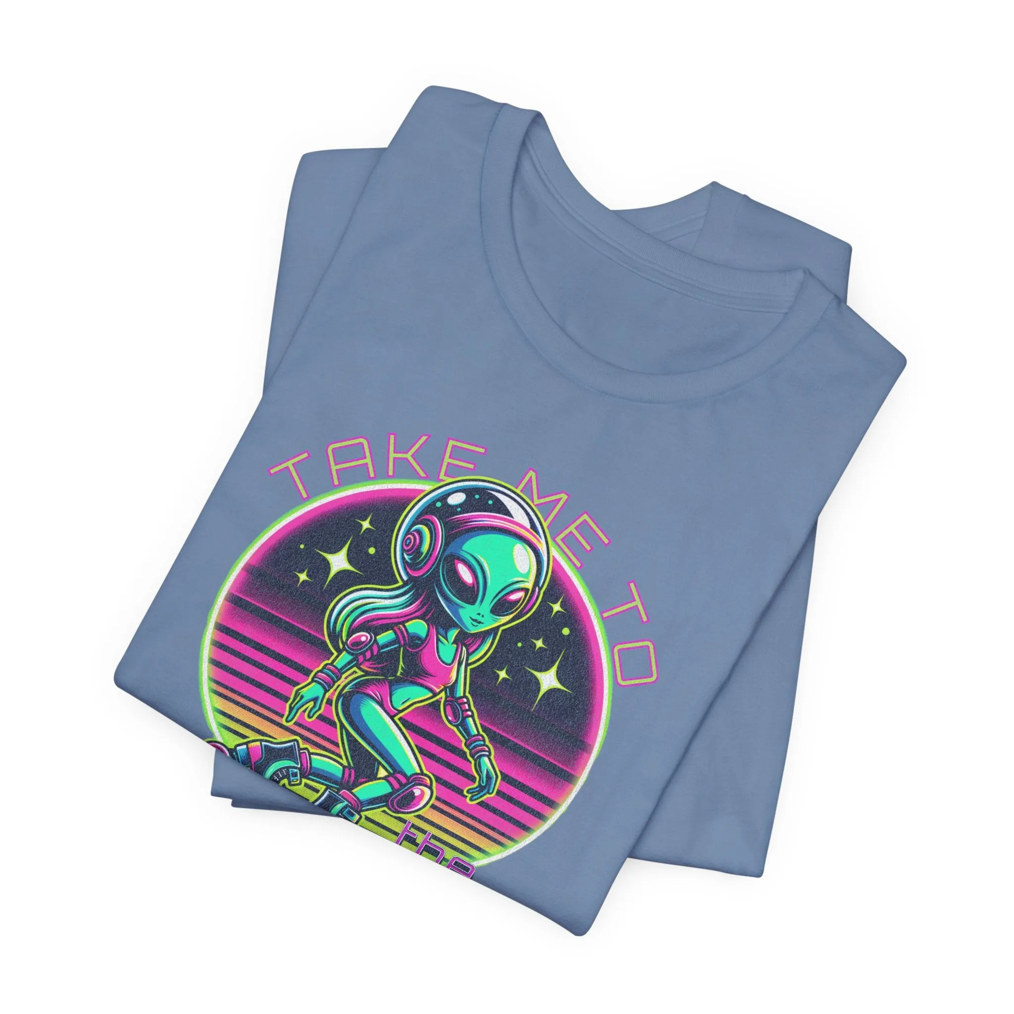 Alien 80s Roller Skate T-Shirt, Fun Graphic Tee, Eighties t-shirt, Retro Vibes, Skater Shirt, Alien Lover Top