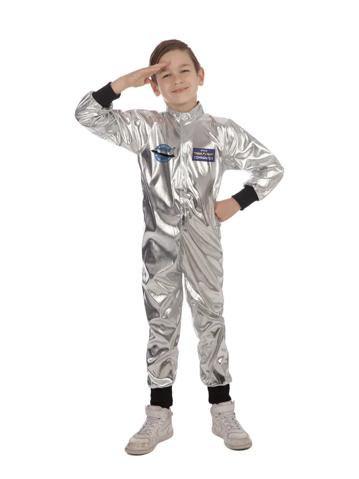 Astronaut Costume Boys Shiny Silver Space Suit