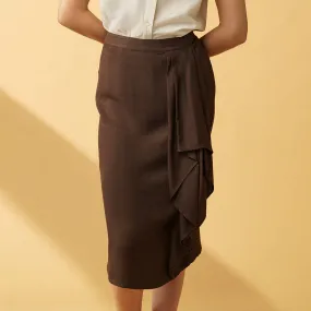 B77 Women's Formal Skirt With A Beautiful Overlay Panel Detail in Tencel