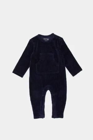 Babies Navy Textured Romper