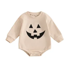 Baby Boys/Girls Halloween Pumpkin Onesie Romper Spooky Face