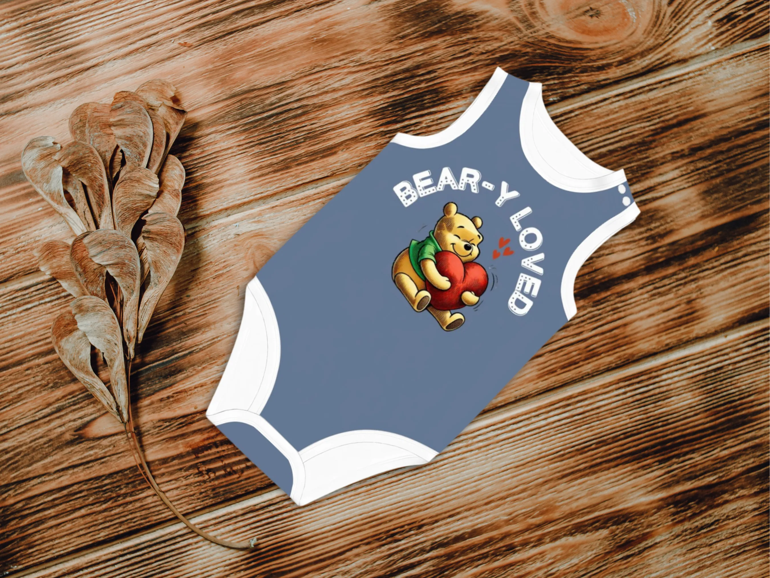 Baby Onesie® Cotton Short Sleeve Pooh Baby Bear Bodysuit Newborn To 2T, Blue Jean