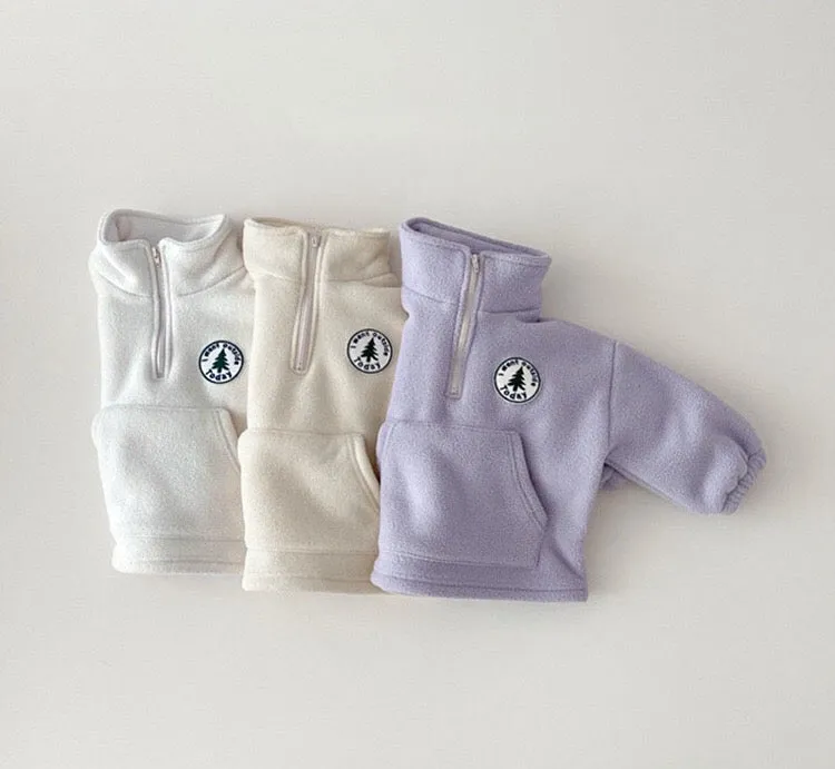 Baby Solid Color Stand Collar Autumn Winter Thermal Hoodies Sets by MyKids-USA™