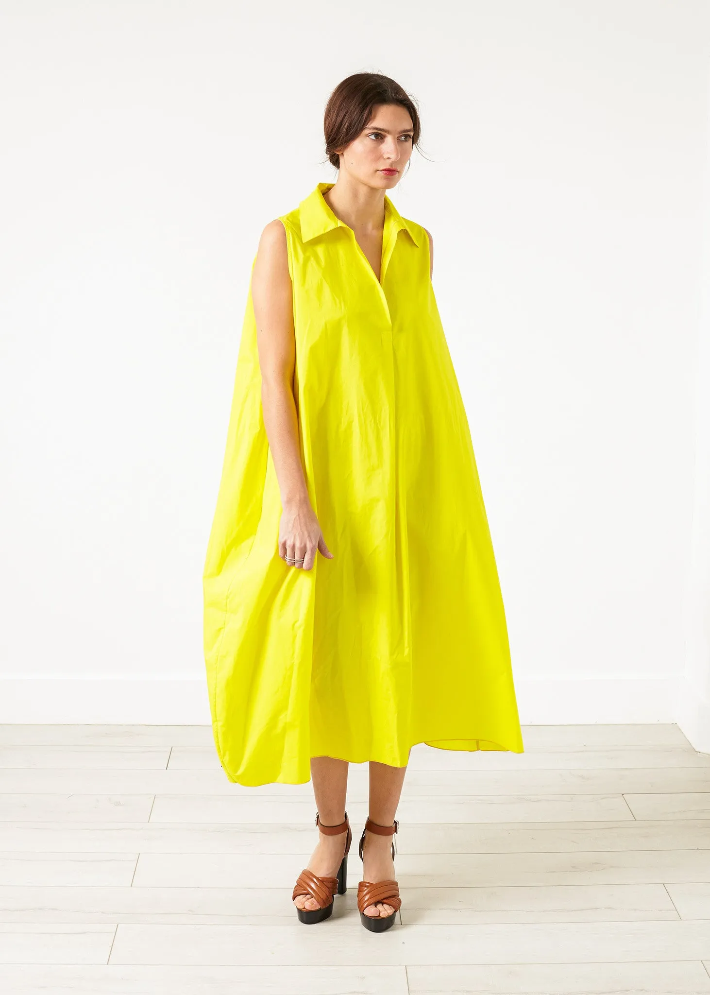 Balloon Cotton Dress in Yellow