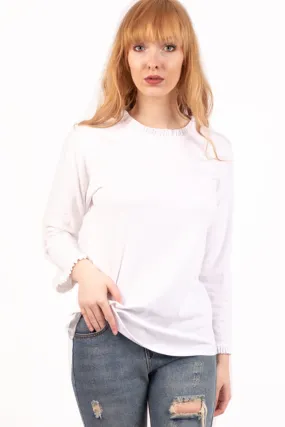 Basic Cotton Top with Pleat Detail