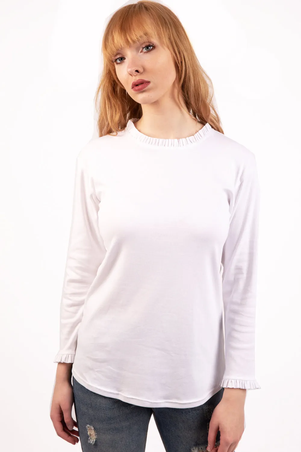 Basic Cotton Top with Pleat Detail