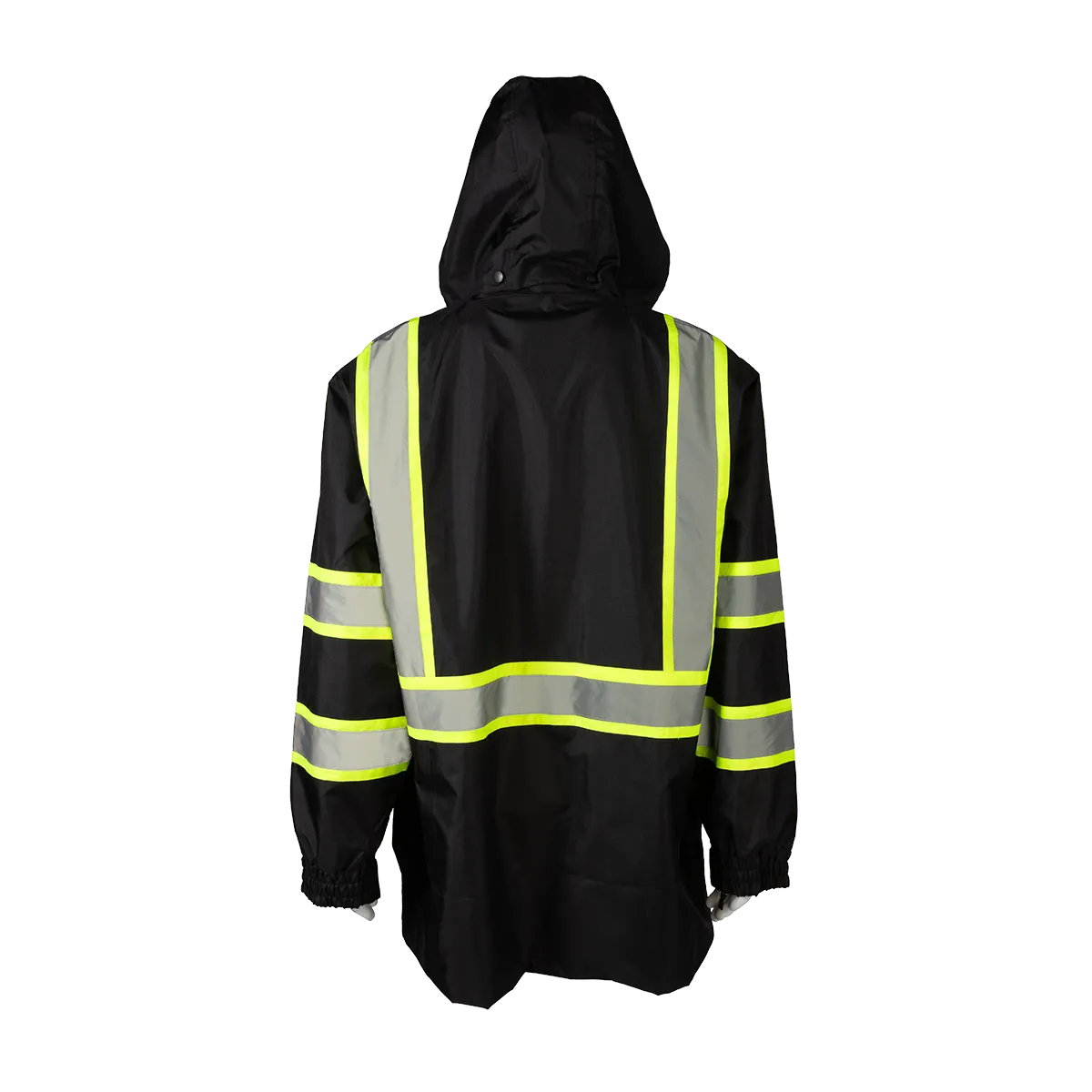 BKPJLW-LG Black with Lime Contrast Binding Waterproof Light Weight Rain Parka Jacket