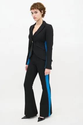 Black & Blue Striped Flared Pant