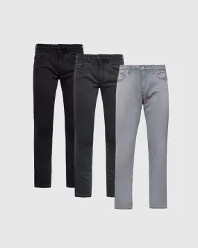 Black Gray Slim Fit Comfort Stretch Jeans 3-Pack