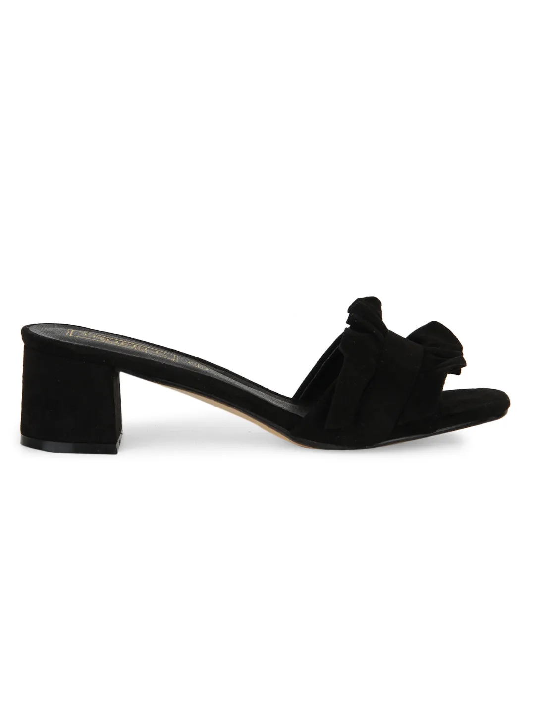 Black Micro Slip-On Low Block Heels