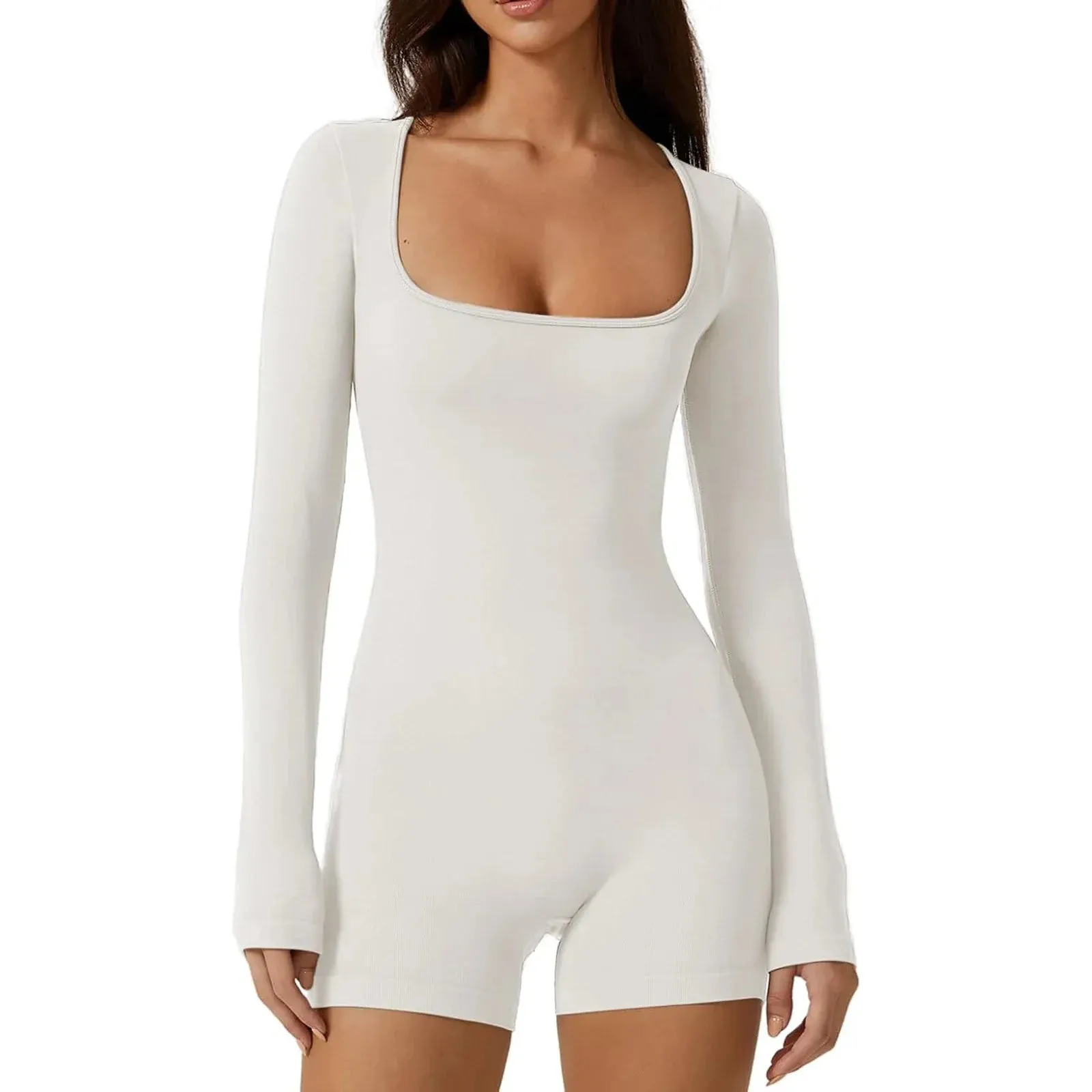 Bodycon Solid Long Sleeve Going Out Sexy Club Streetwear Summer Romper