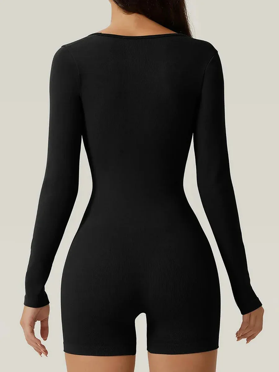 Bodycon Solid Long Sleeve Going Out Sexy Club Streetwear Summer Romper