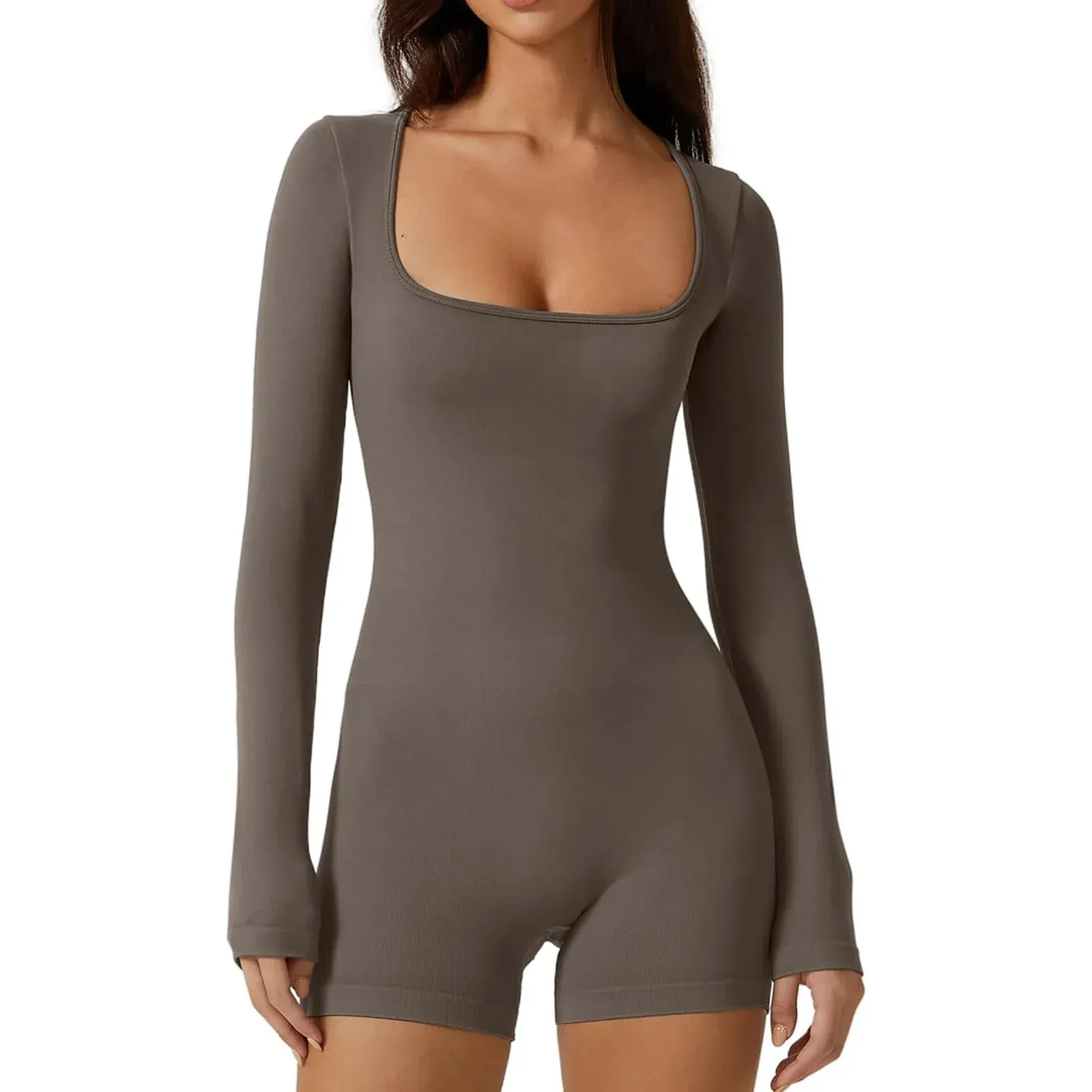 Bodycon Solid Long Sleeve Going Out Sexy Club Streetwear Summer Romper