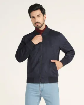 Bomber Navy Solid Zipper Jacket - Raul