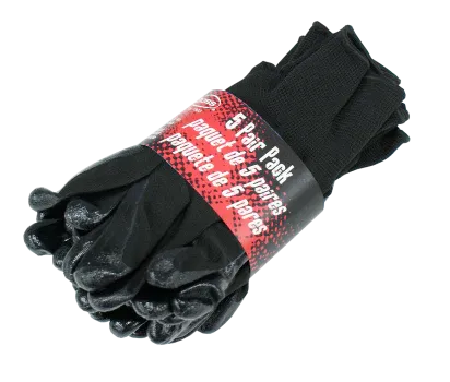 BOSS Black Nitrile Palm Gloves, 5 Pair Pack