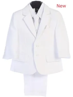 Boys White   Suits 5 pc Jacket Suit LNK3582