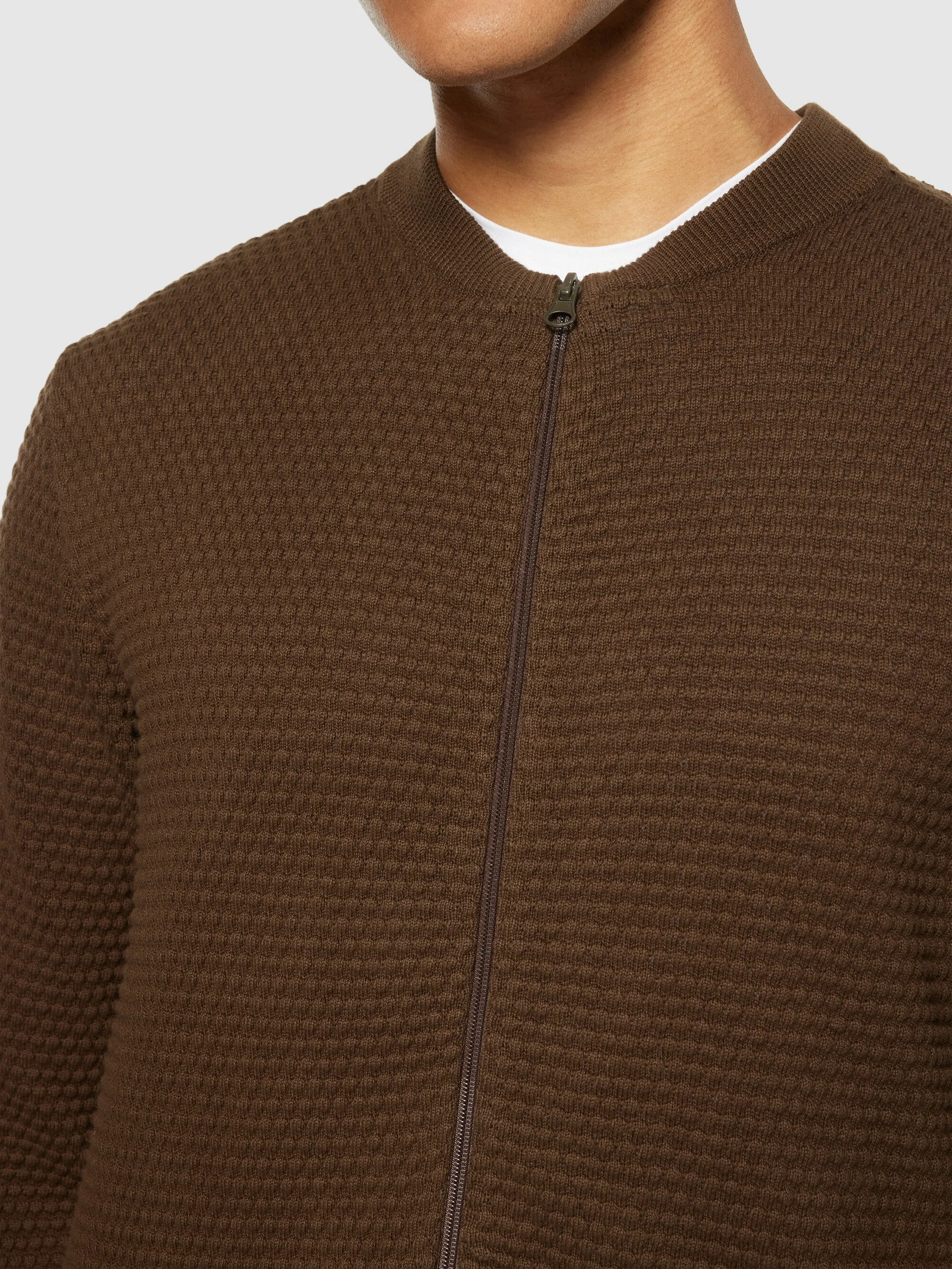 Bubble knit cardigan - Regenerative Organic Certified® - GOTS/Vegan - Demitasse (brown)