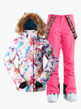 Camo Ski Suit For Women Snowboard Jacket Yellow Pants Sets