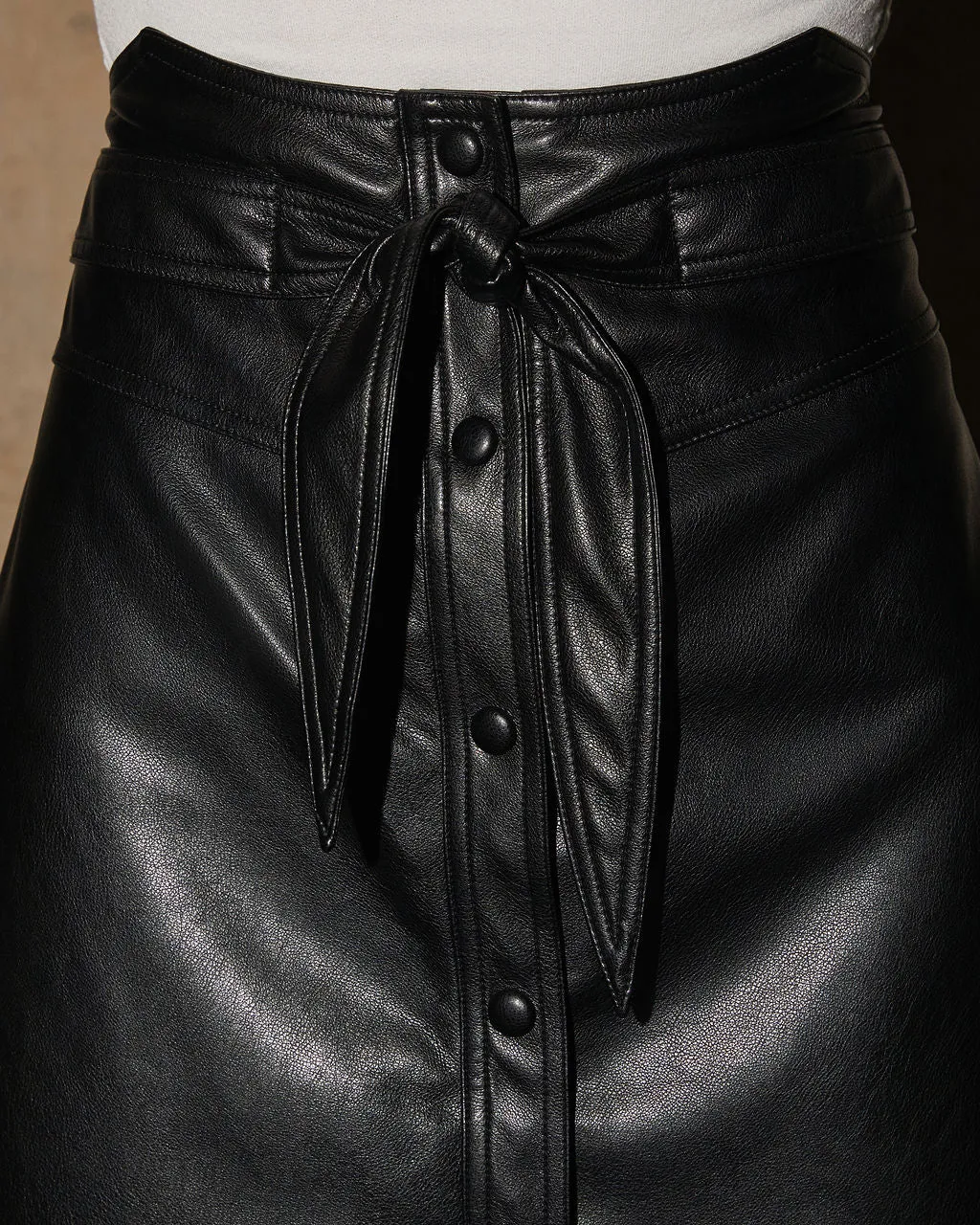 Camryn Knotted Faux Leather Mini Skirt