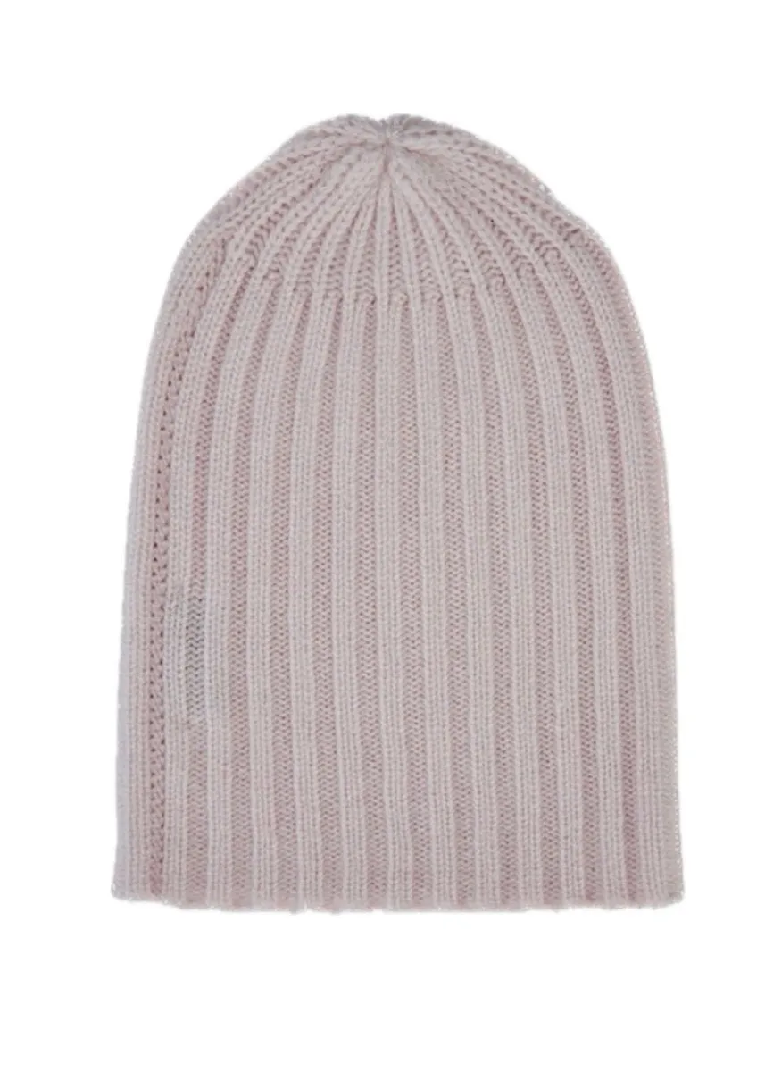 Cashmere Alex Rib Beanie in Bisque