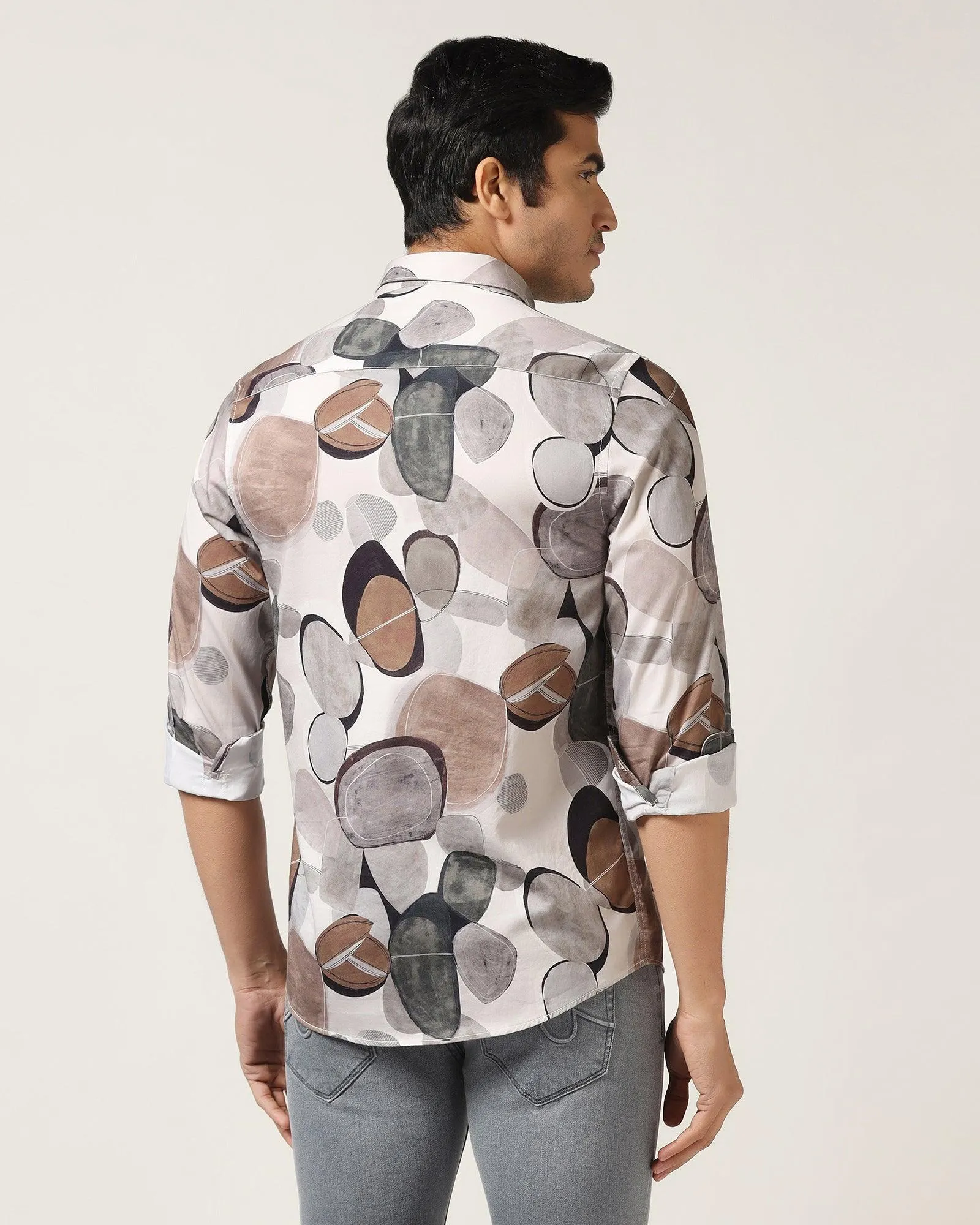 Casual Beige Printed Shirt - Bobin