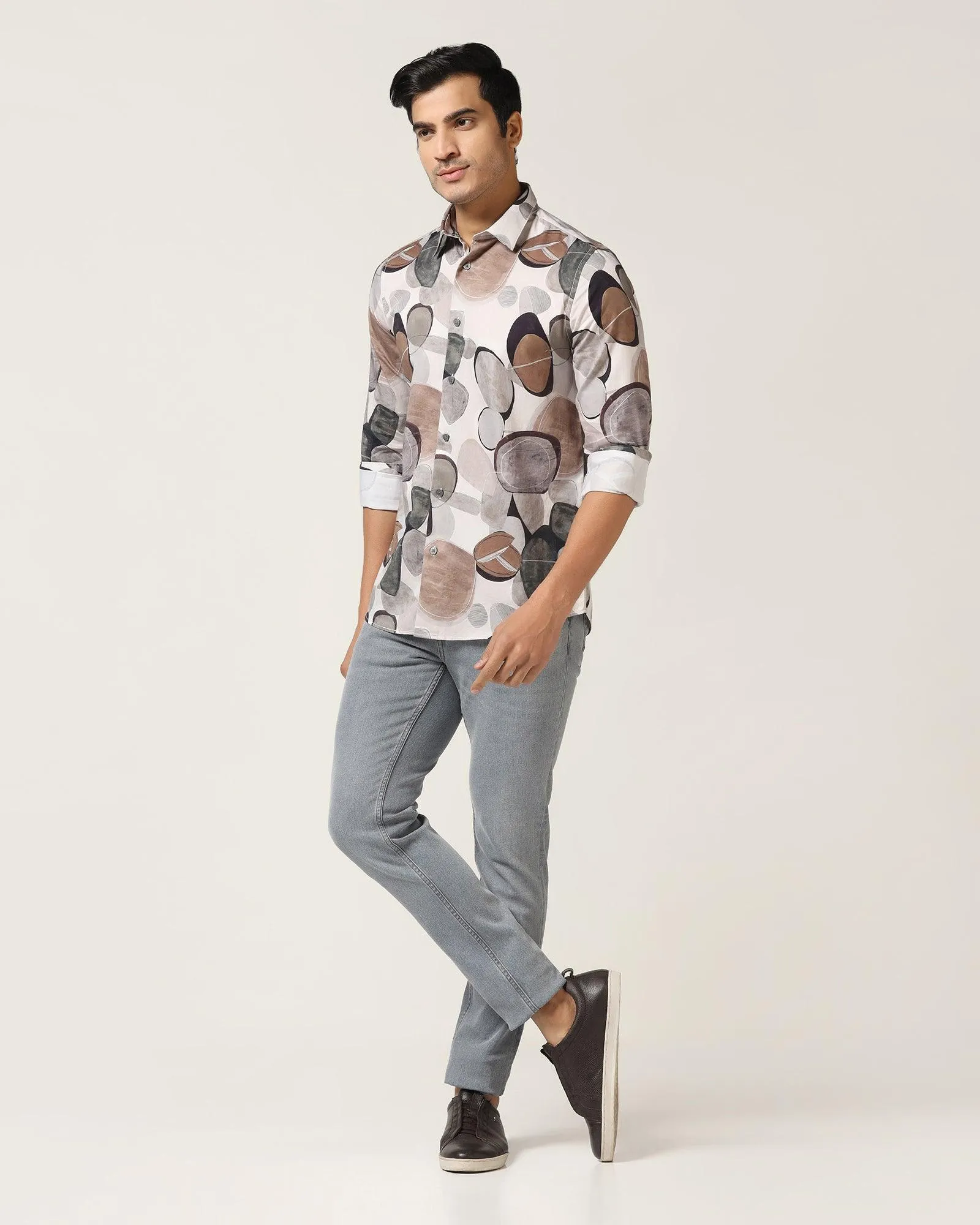 Casual Beige Printed Shirt - Bobin