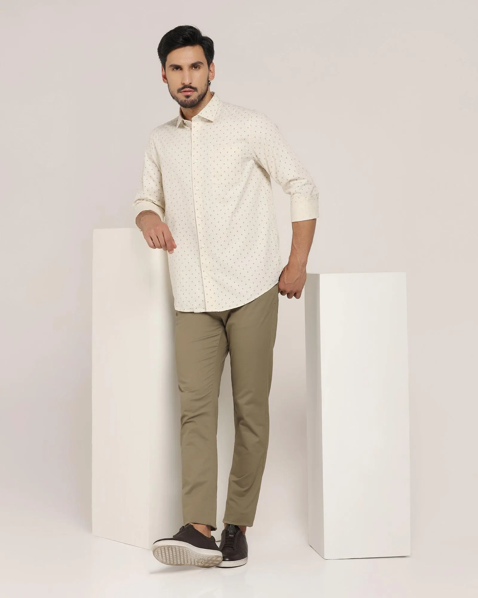 Casual Beige Printed Shirt - Venga