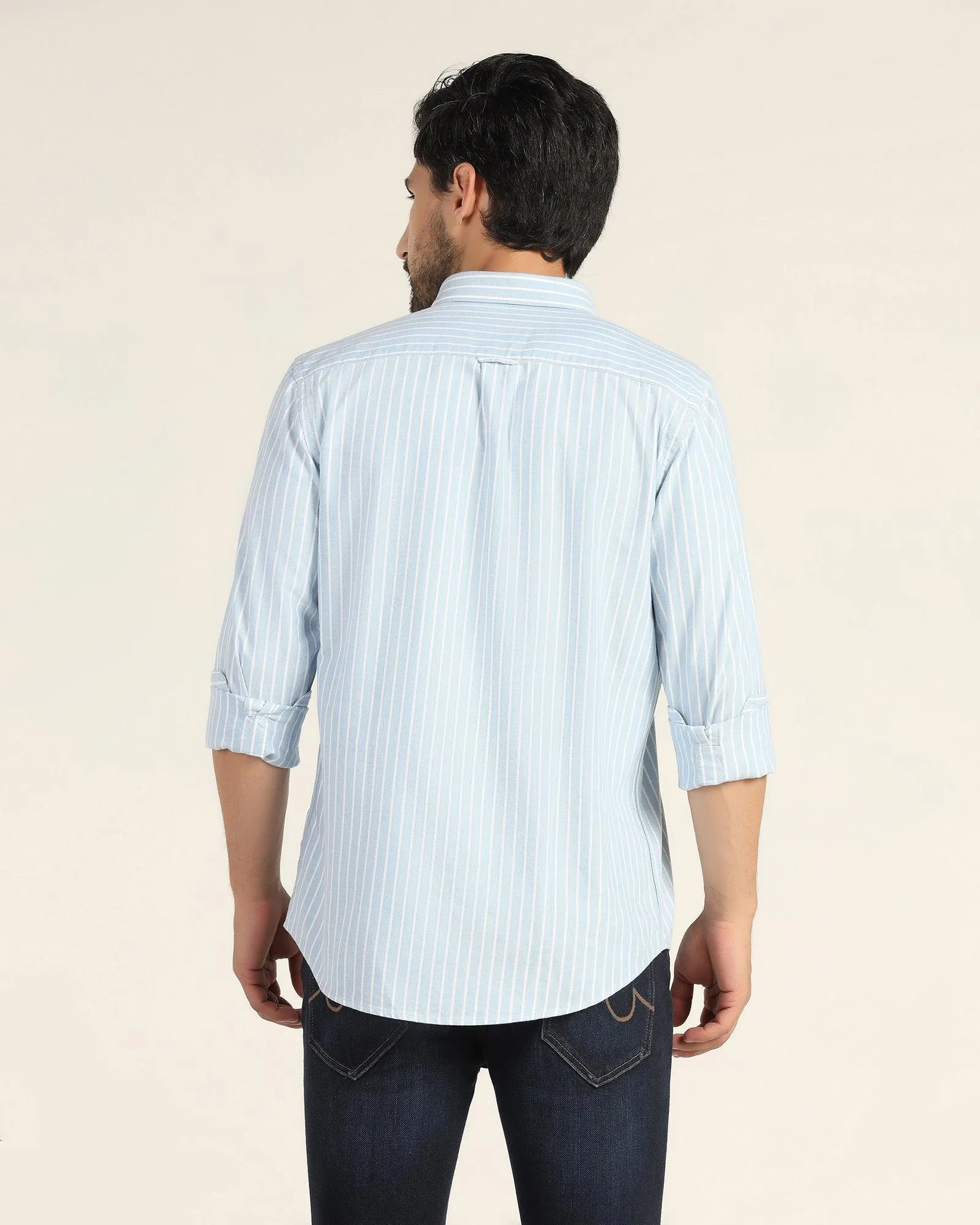 Casual Blue Striped Shirt - Hawk