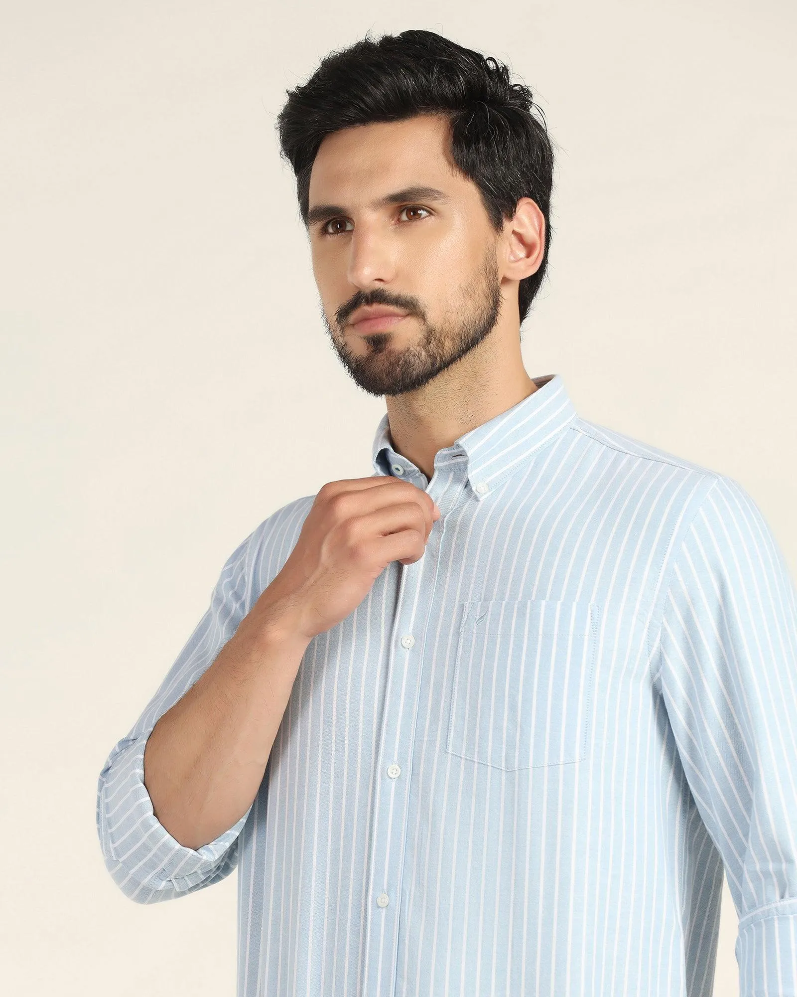 Casual Blue Striped Shirt - Hawk