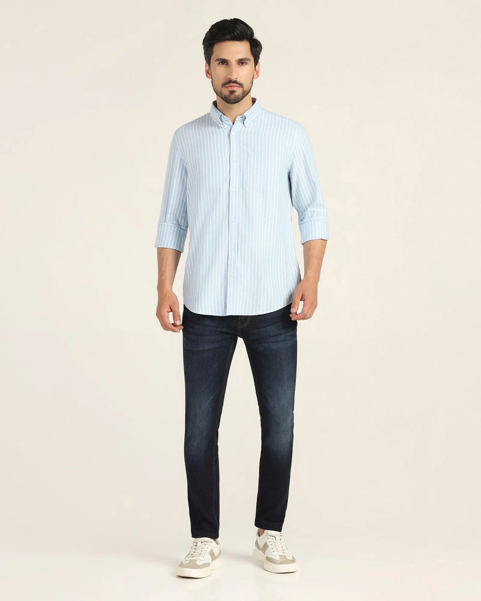 Casual Blue Striped Shirt - Hawk