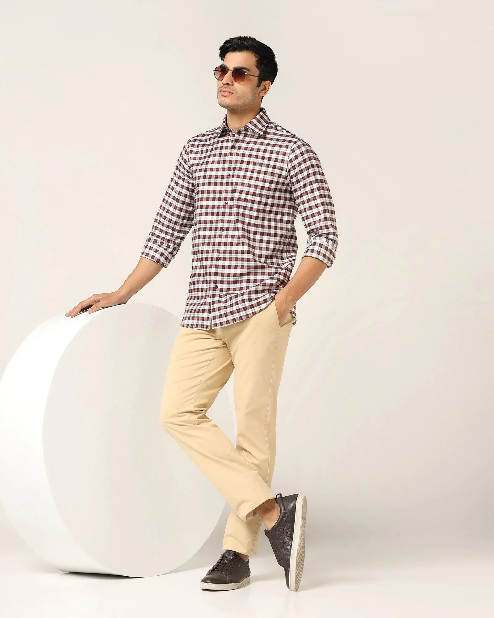 Casual Brown Check Shirt - Ruby