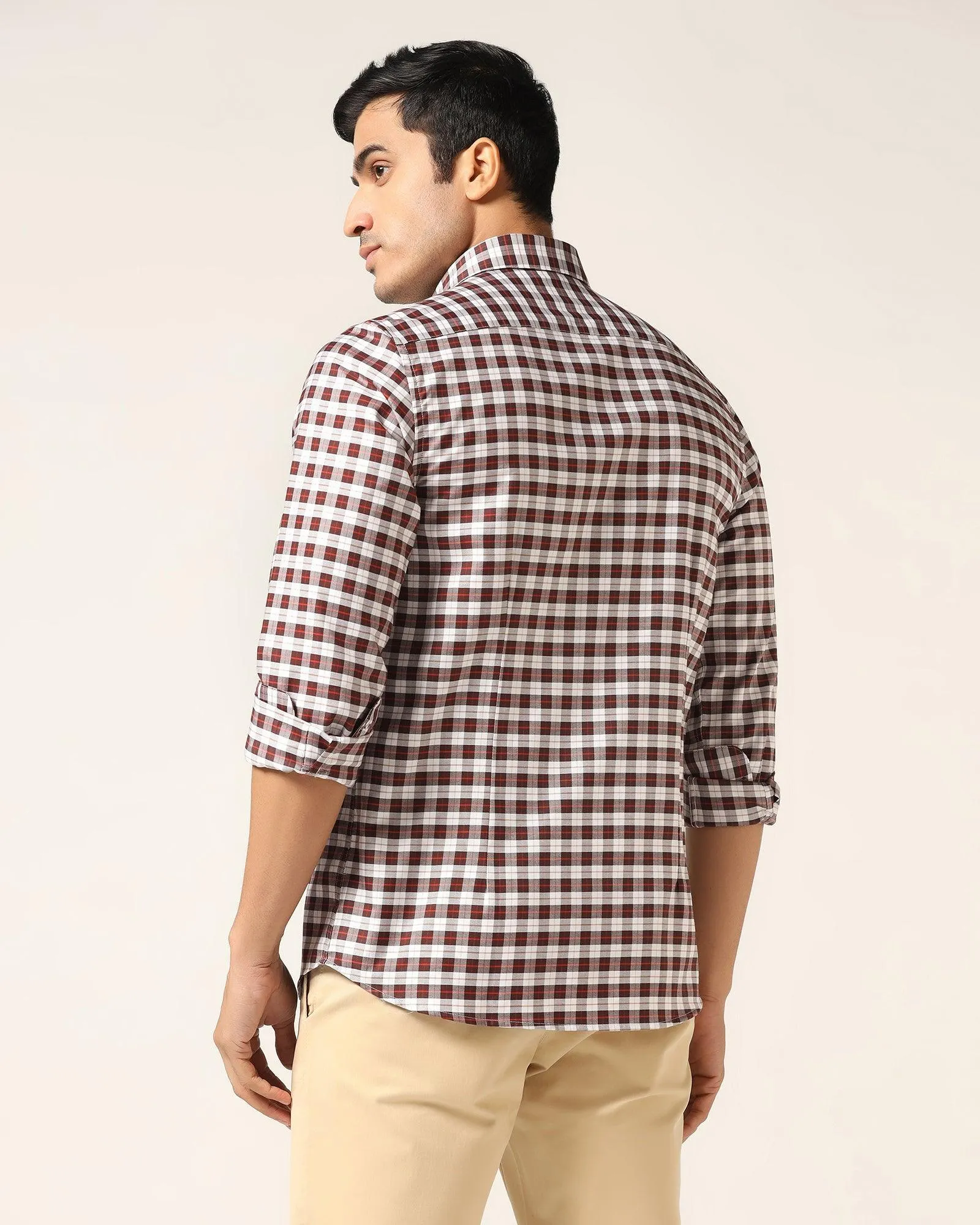 Casual Brown Check Shirt - Ruby