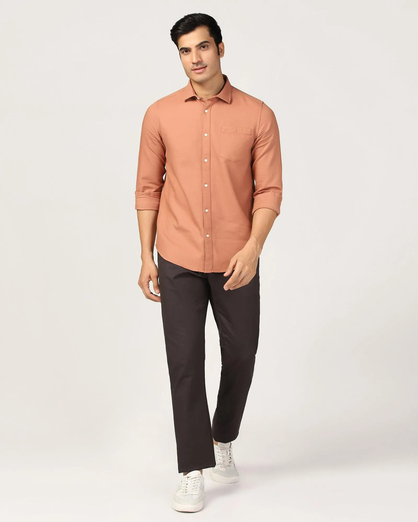 Casual Brown Textured Shirt - Caty