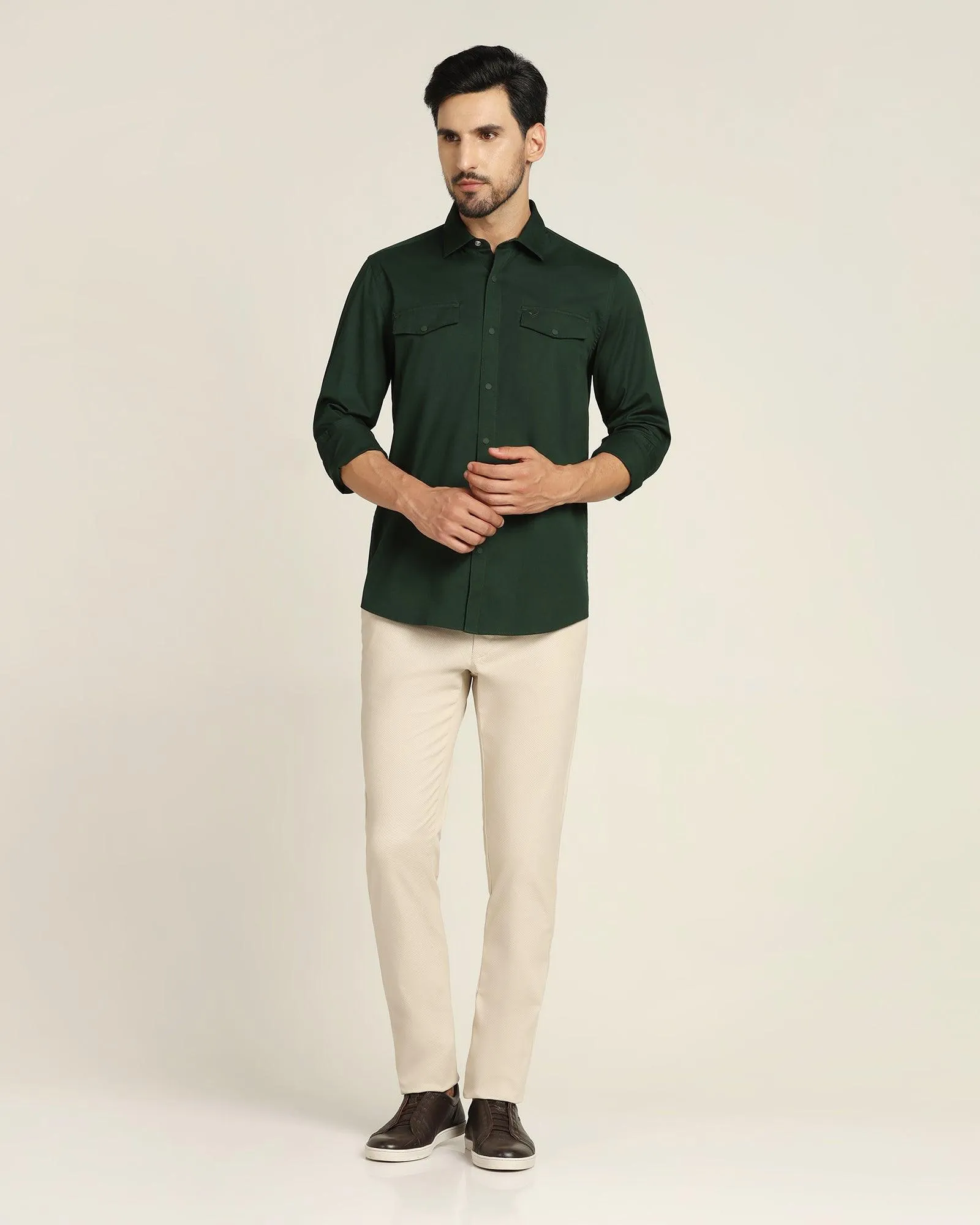 Casual Green Solid Shirt - Beckham