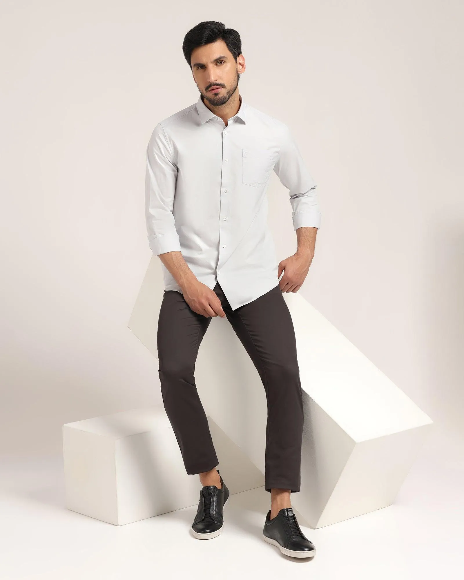 Casual Grey Solid Shirt - Vertus