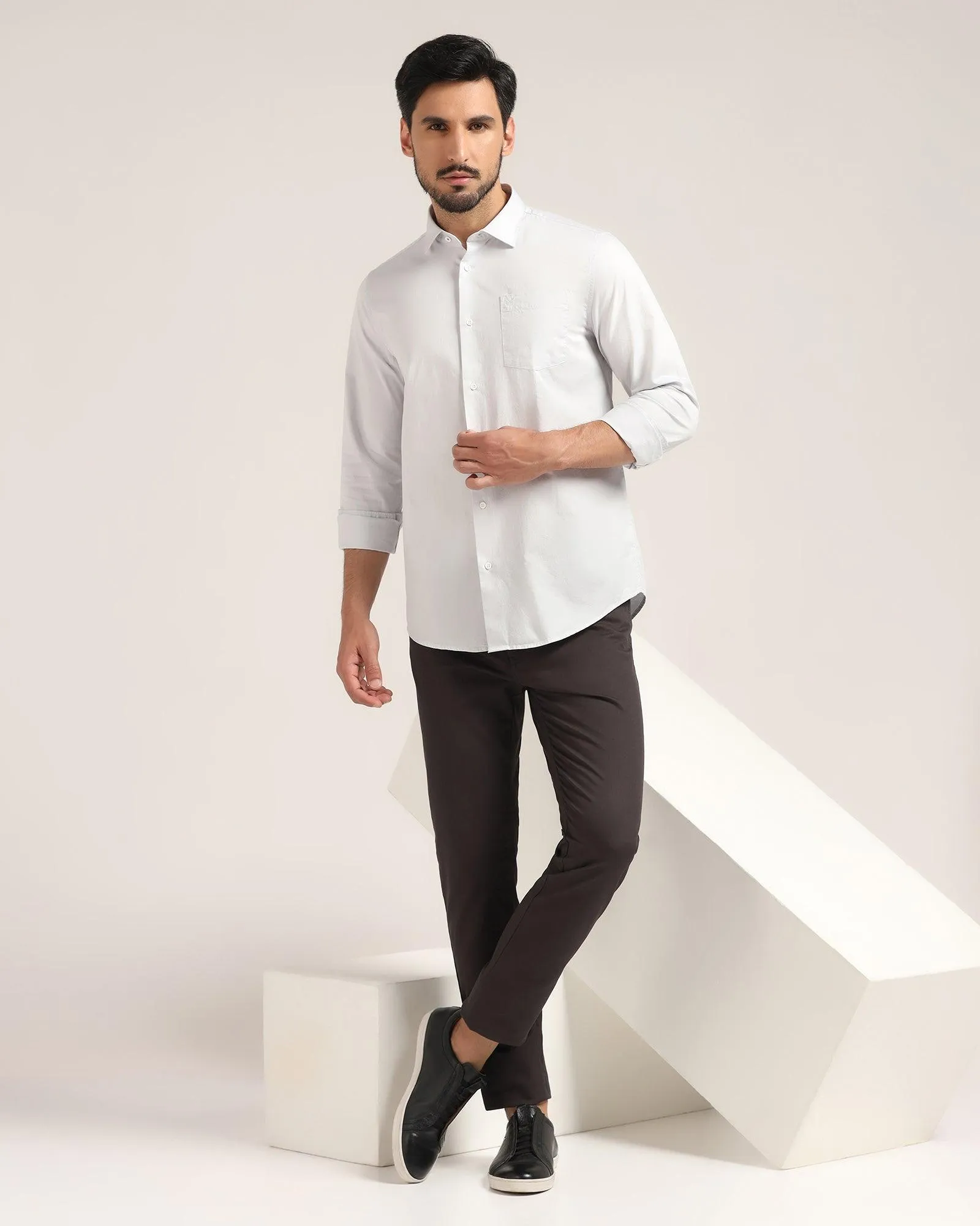 Casual Grey Solid Shirt - Vertus