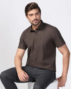 Casual Half Sleeve Brown Printed Shirt - Arwen