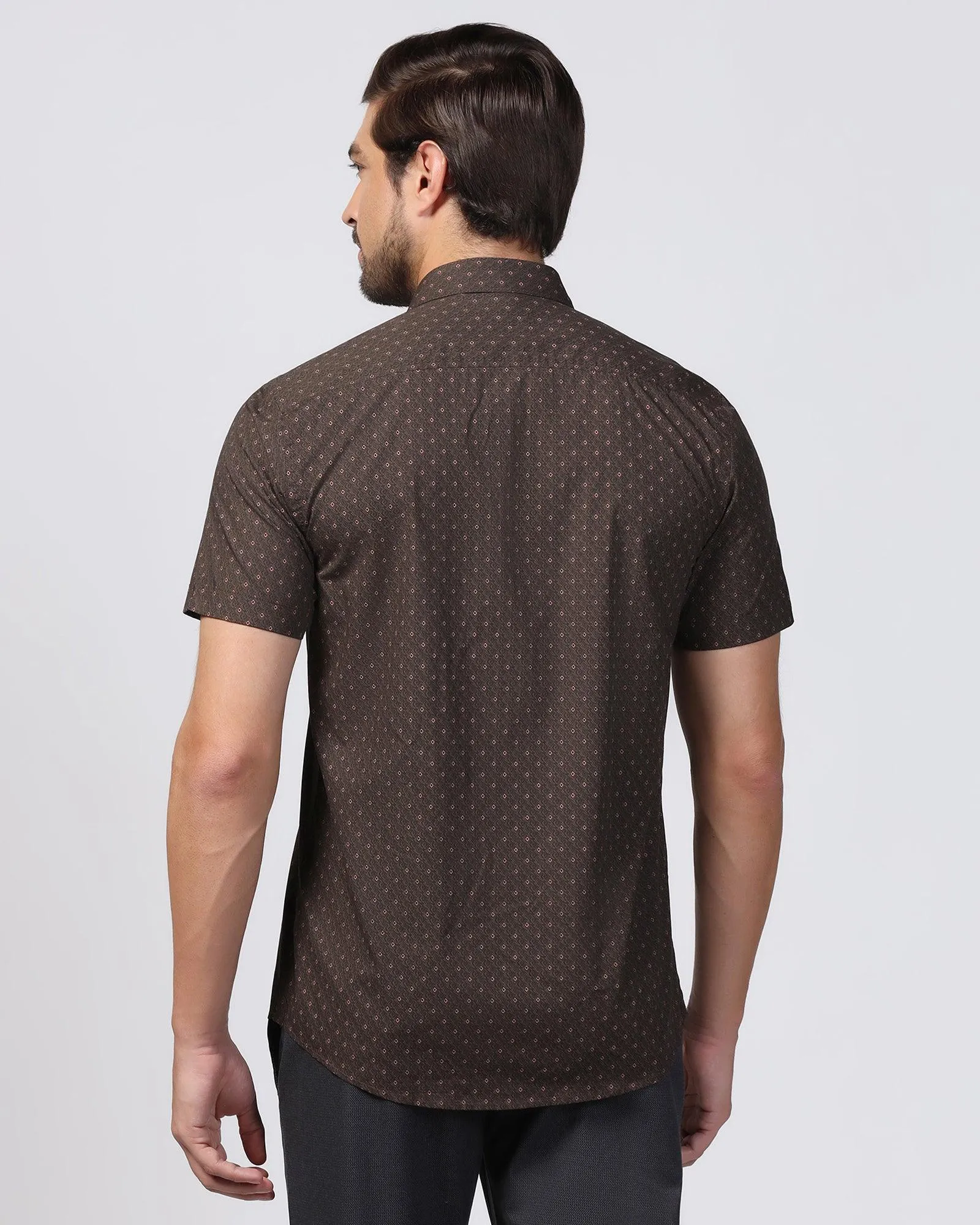 Casual Half Sleeve Brown Printed Shirt - Arwen