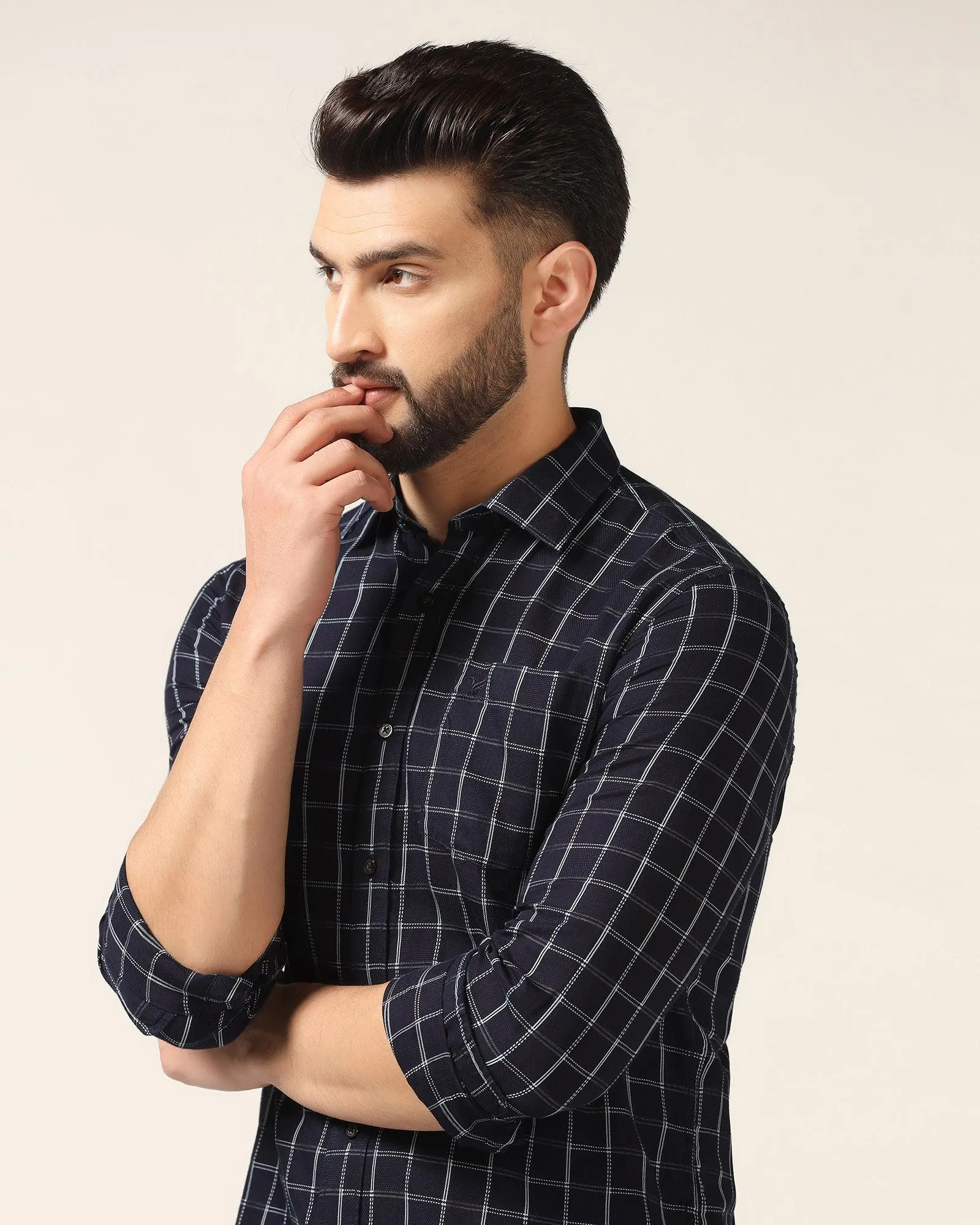 Casual Indigo Check Shirt - Max