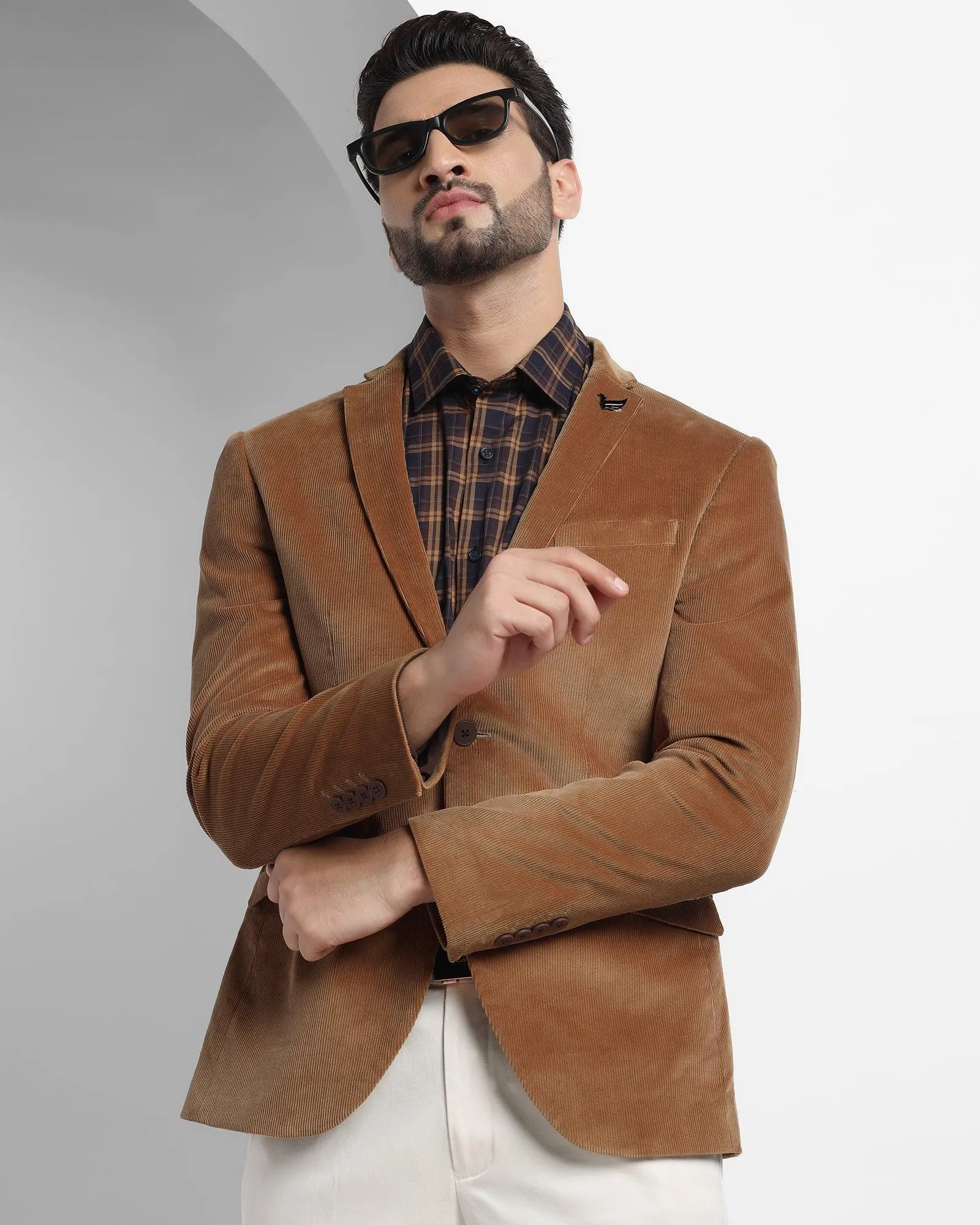 Casual Khaki Textured Blazer - Elzer