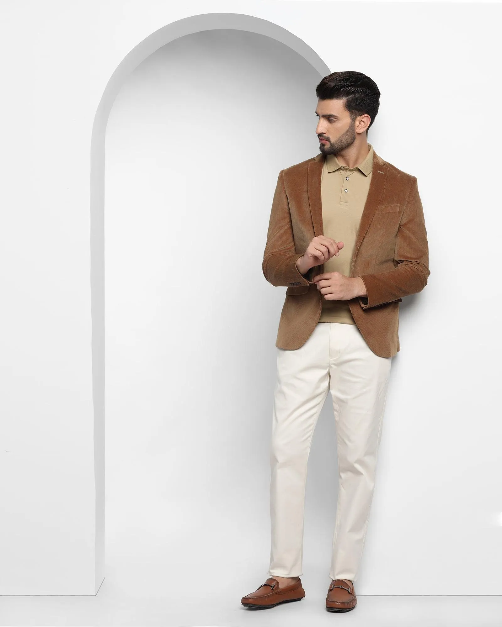 Casual Khaki Textured Blazer - Elzer