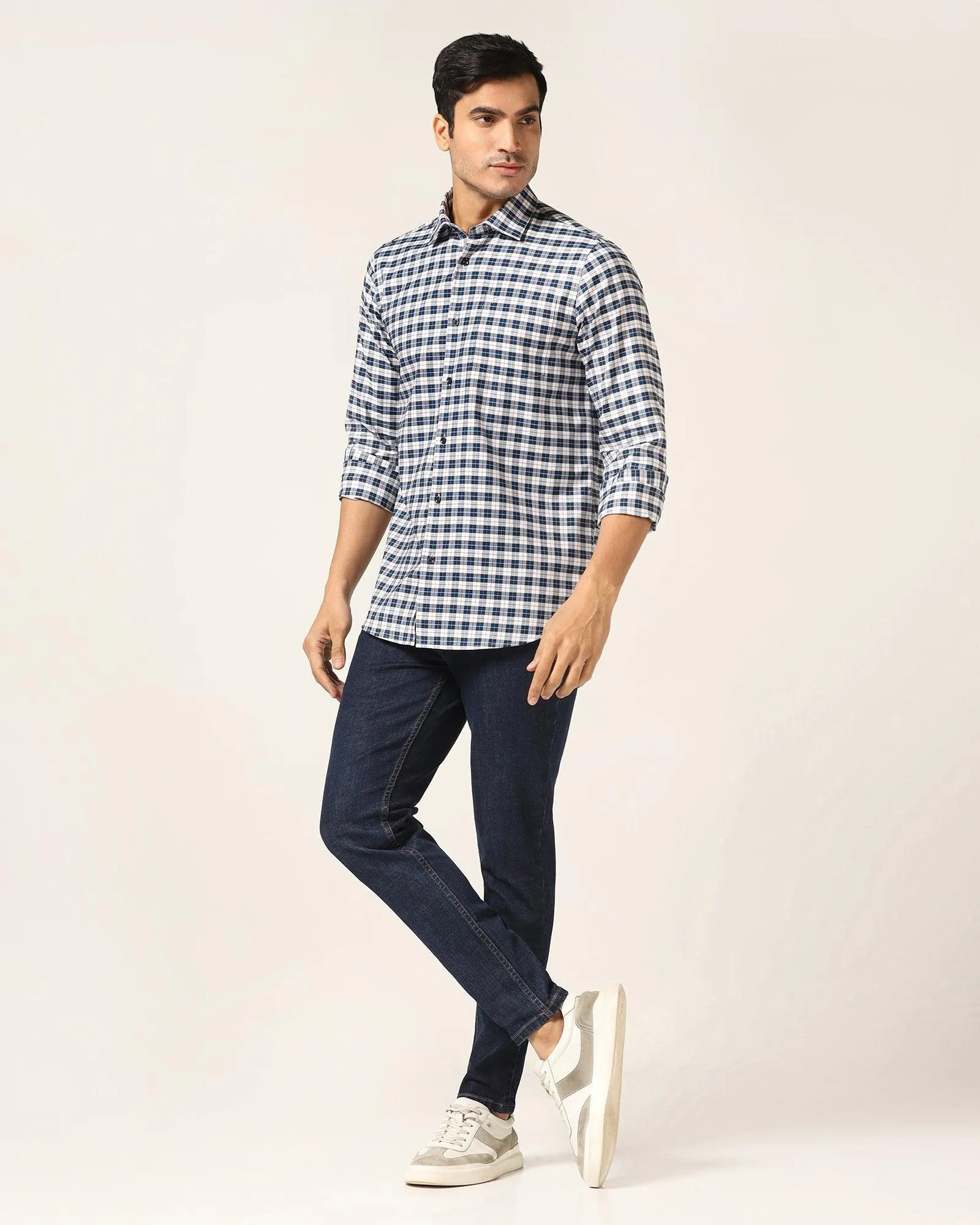 Casual Navy Check Shirt - Ruby