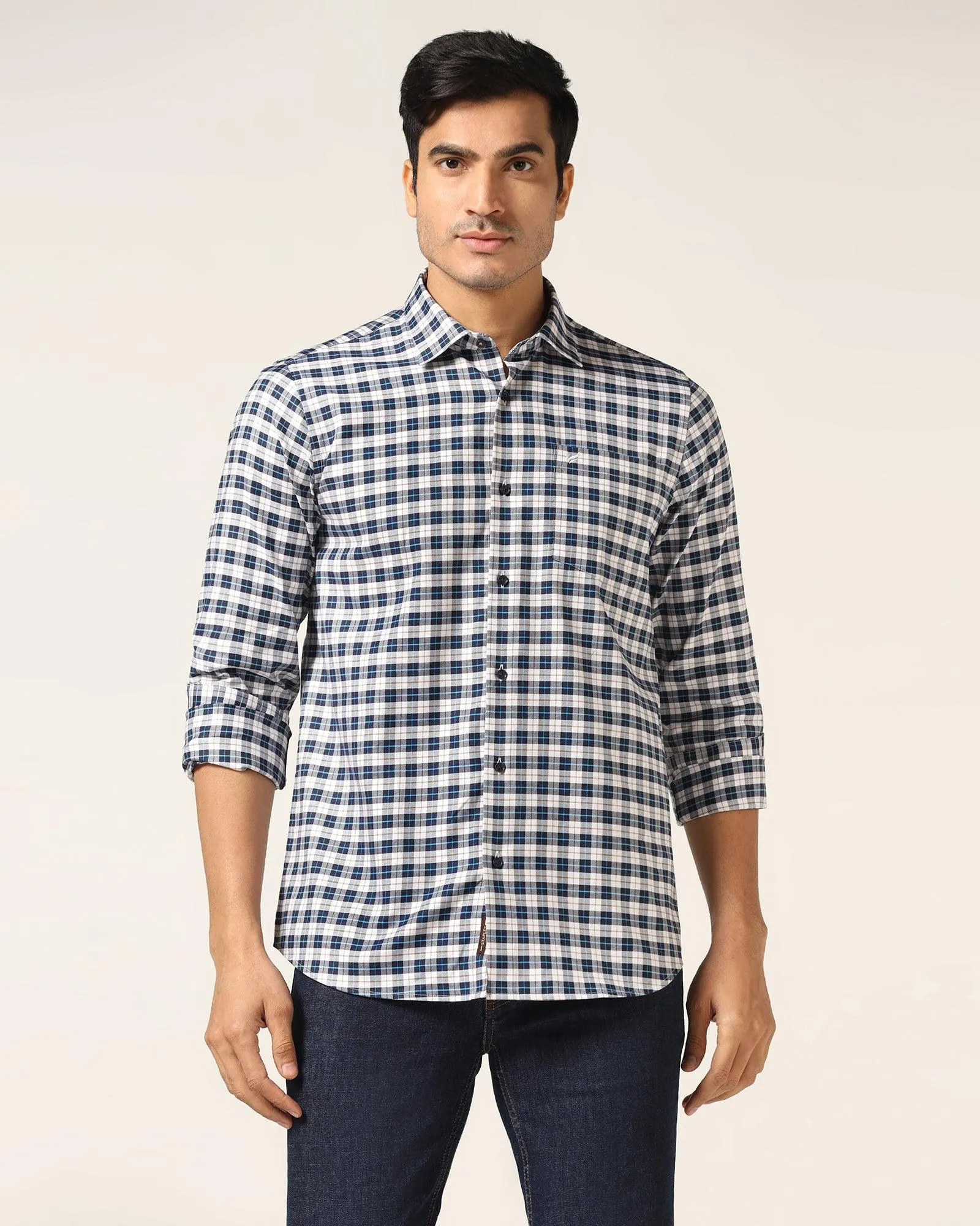 Casual Navy Check Shirt - Ruby