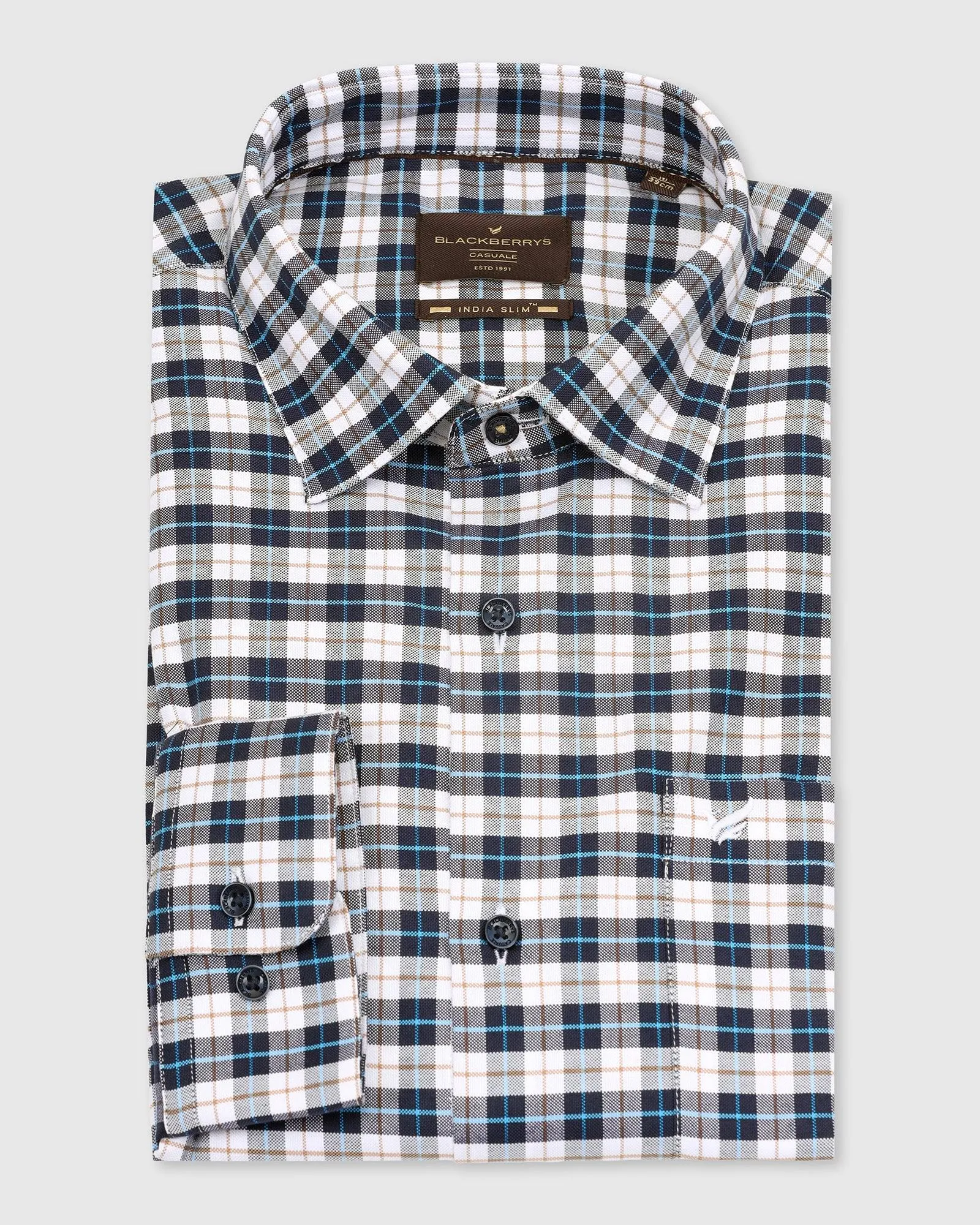 Casual Navy Check Shirt - Ruby