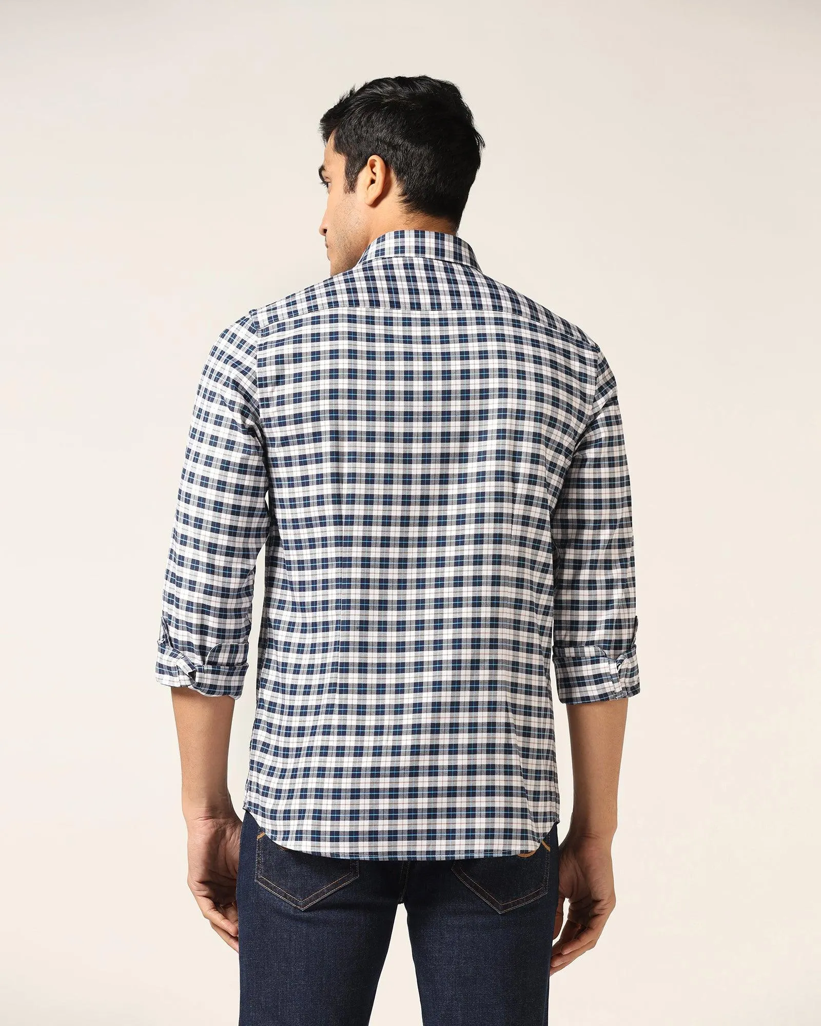 Casual Navy Check Shirt - Ruby