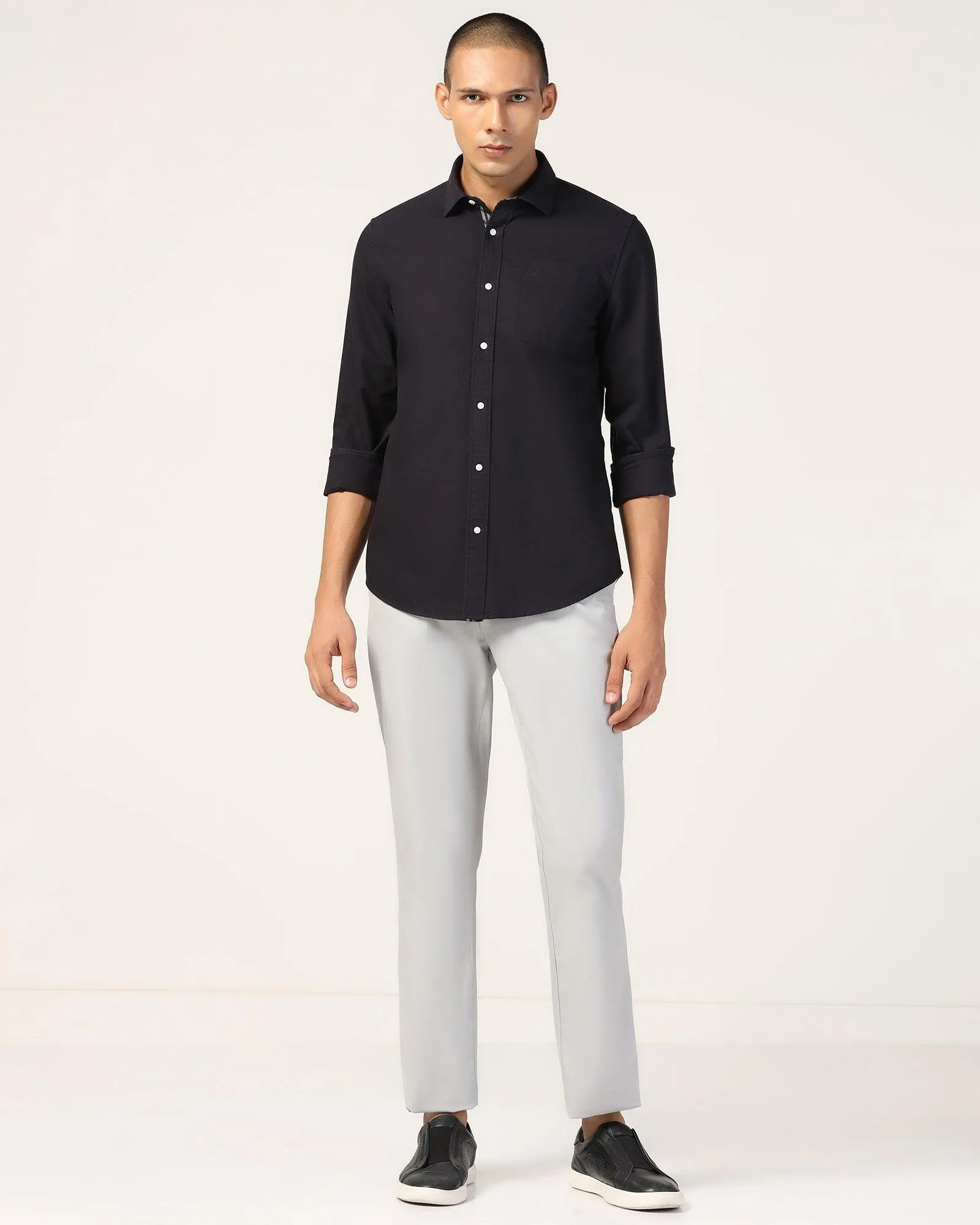 Casual Navy Solid Shirt - Solly